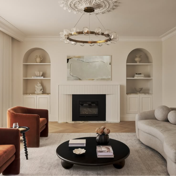 Decorative wall panels used for interior wall cladding in modern lounge room with luxury finishes and design